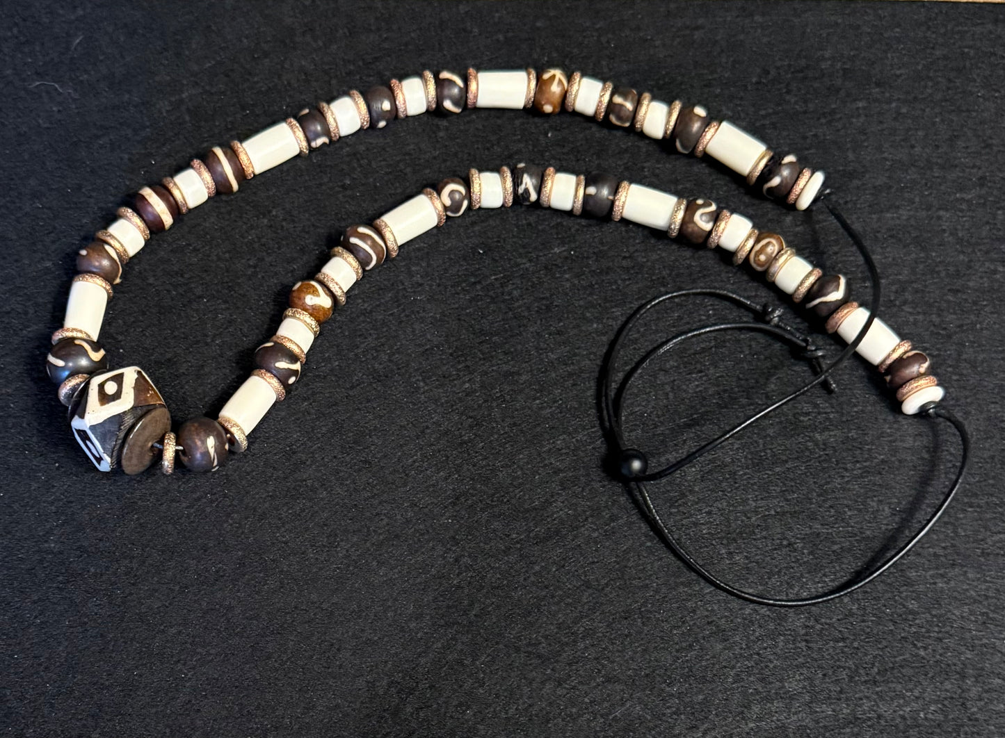 The Dylan - Bone Beaded Hatband - Copper Accents
