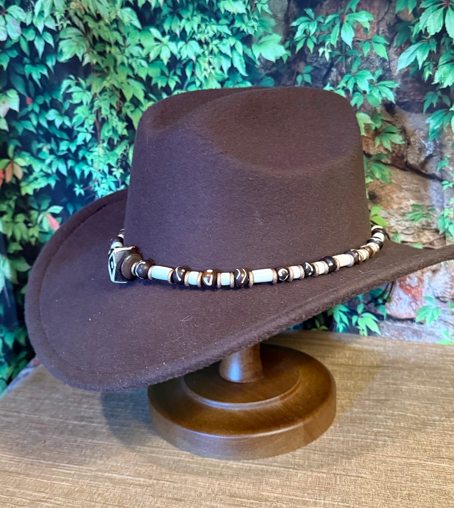 The Dylan - Bone Beaded Hatband - Copper Accents