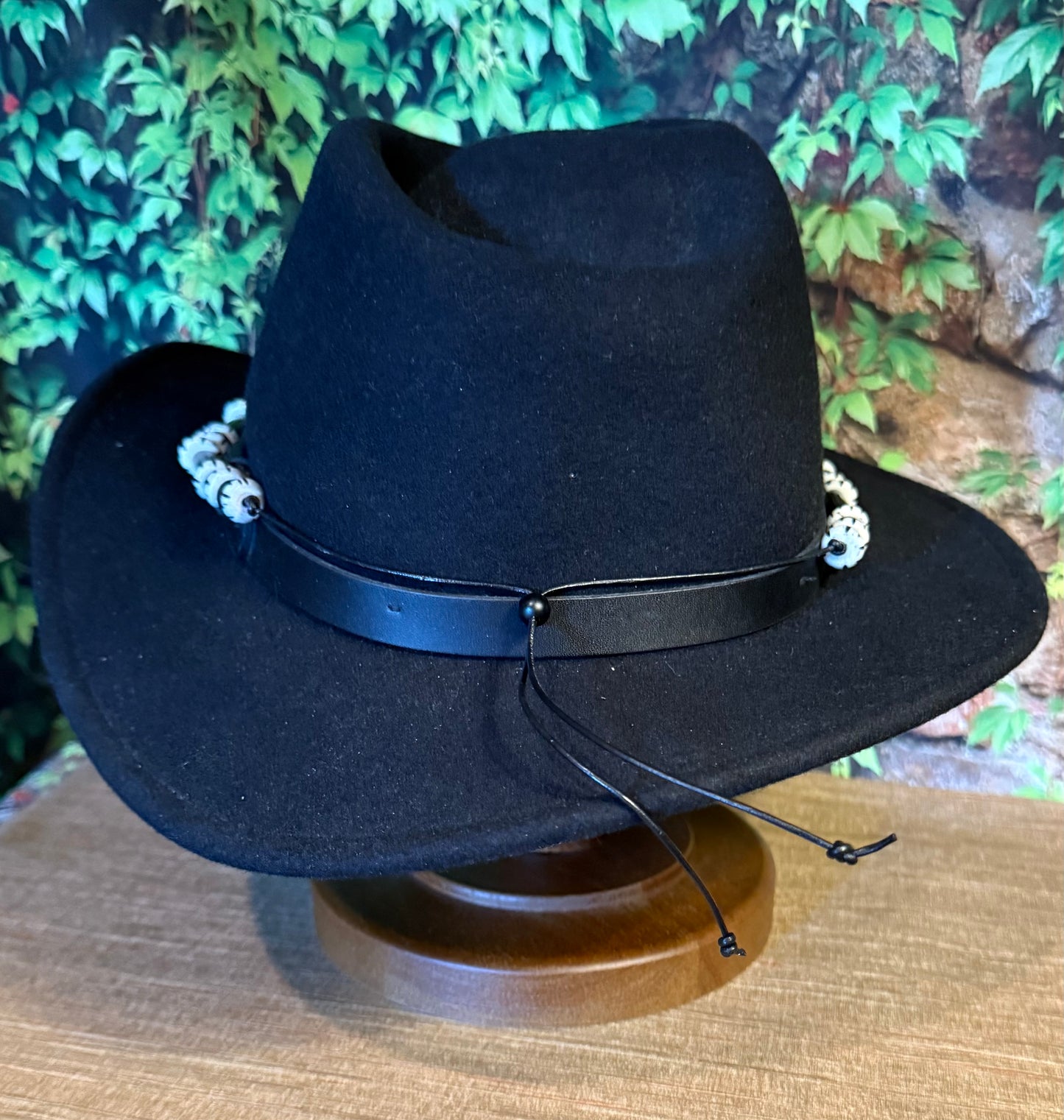 The Guthrie - Bone Beaded Hatband - Black and Grey