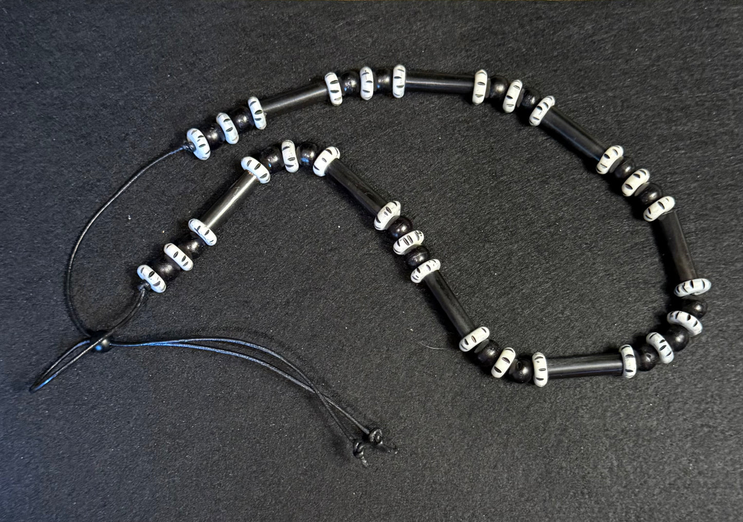 The Guthrie - Bone Beaded Hatband - Black and Grey