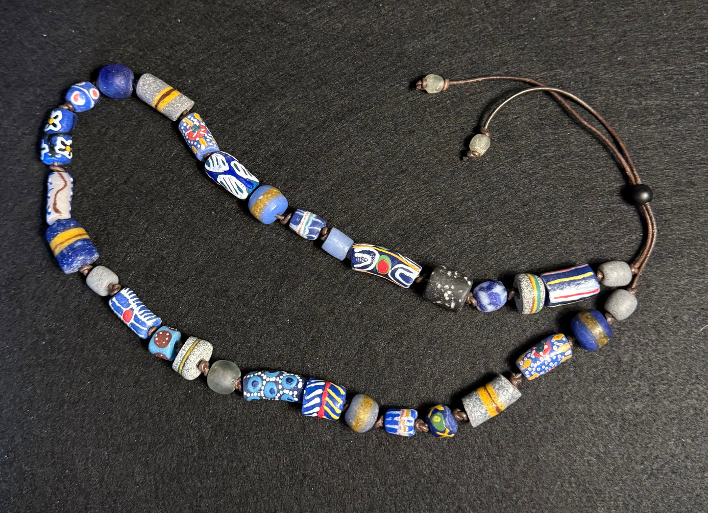 The Linda - XL Handcrafted Fair Trade Boho Hatband - Blues & Grays