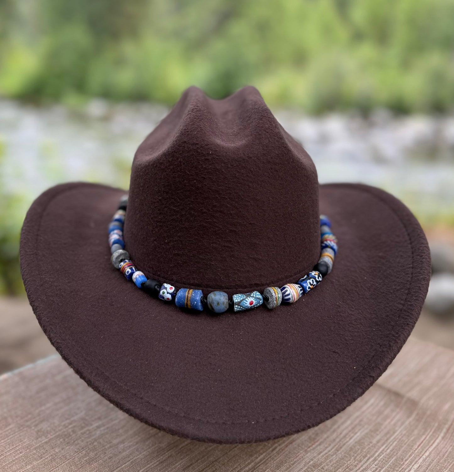 The Elton - Handcrafted Trade Bead Hatband - Blues