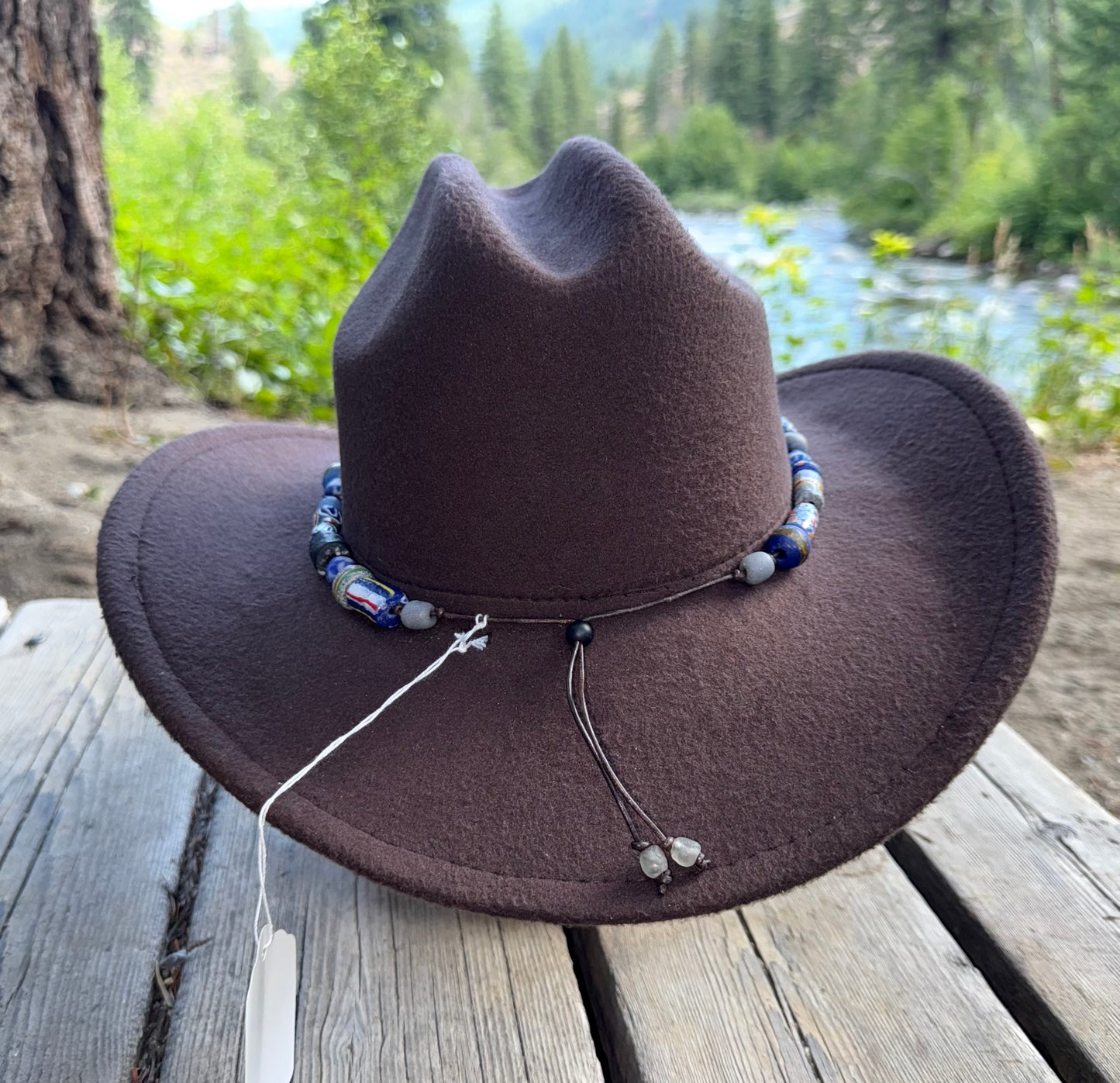 The Linda - XL Handcrafted Fair Trade Boho Hatband - Blues & Grays