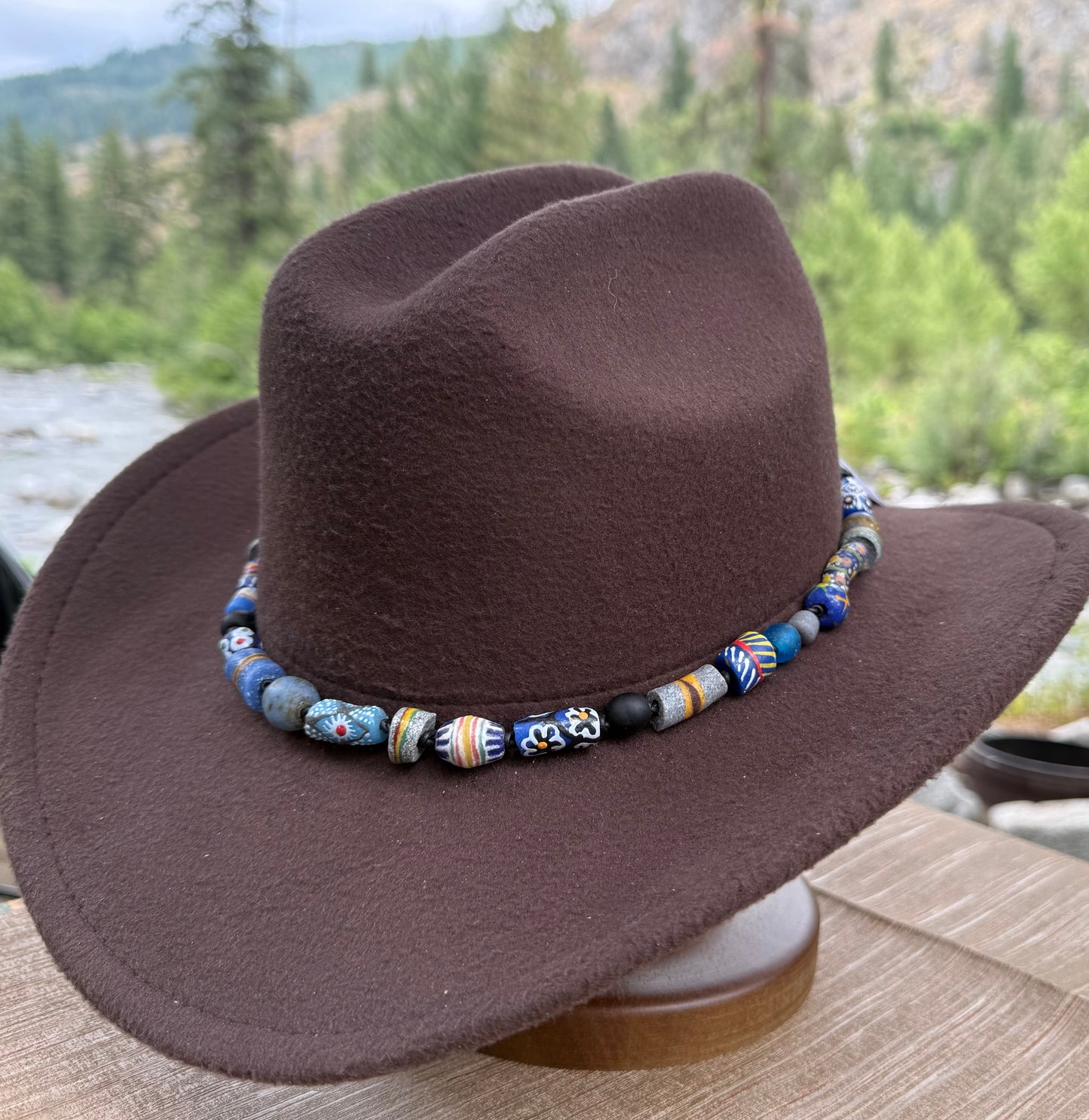 The Elton - Handcrafted Trade Bead Hatband - Blues
