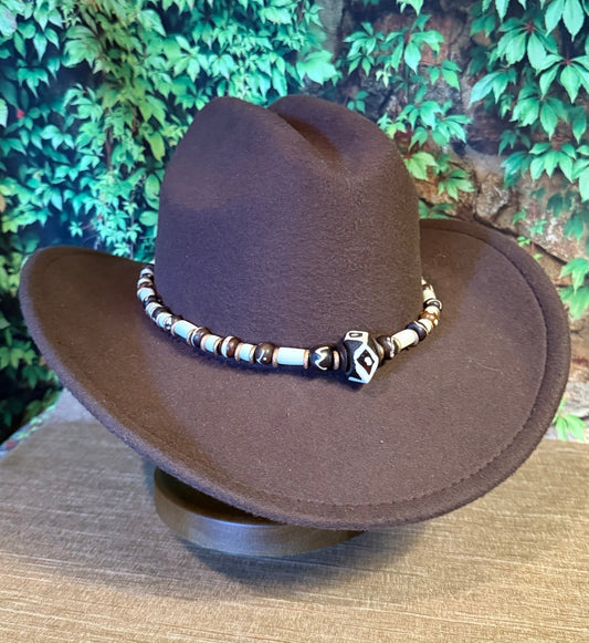The Dylan - Bone Beaded Hatband - Copper Accents