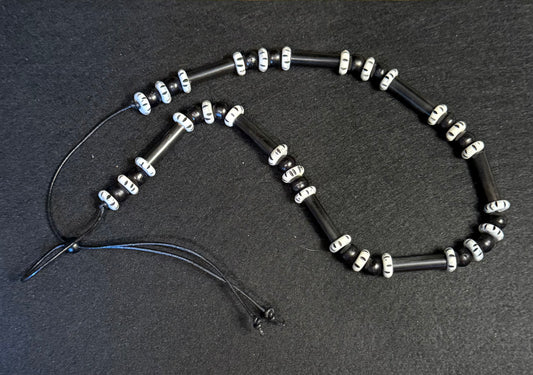 The Guthrie - Bone Beaded Hatband - Black and Grey