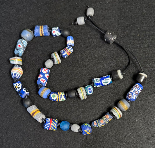 The Elton - Handcrafted Trade Bead Hatband - Blues