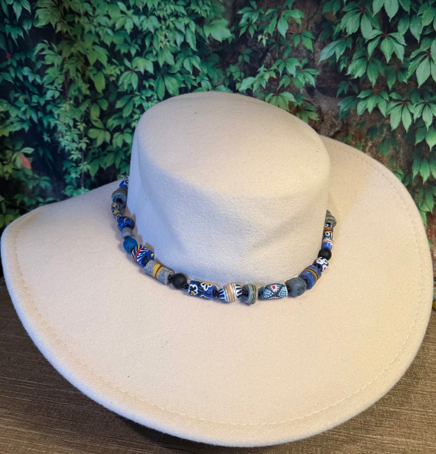 The Elton - Handcrafted Trade Bead Hatband - Blues